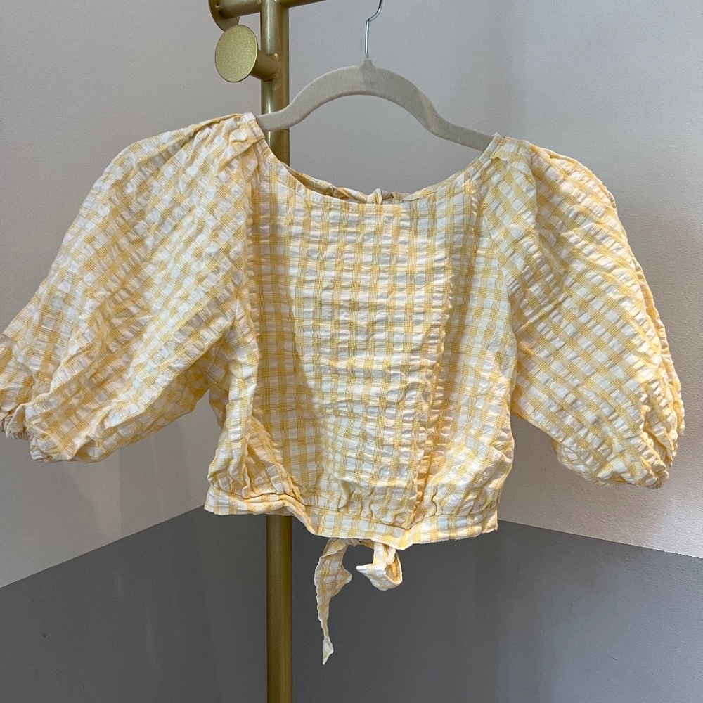 Urban Outfitters Yellow Peplum Tie Back Blouse